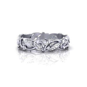 NEW 925 Sterling Silver Flower Leaves Ring Sz 8 & 9